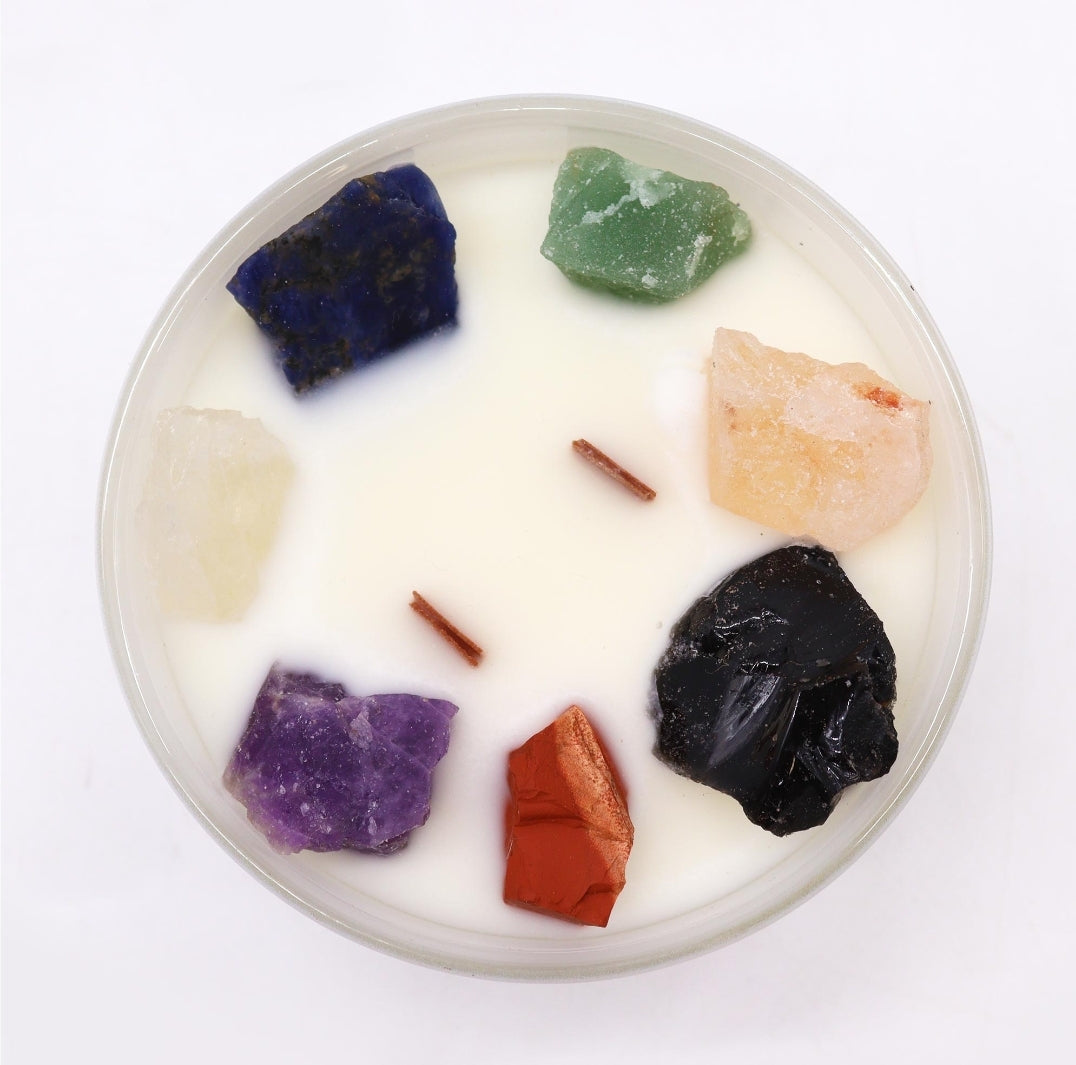 Seven Chakras crystal candle